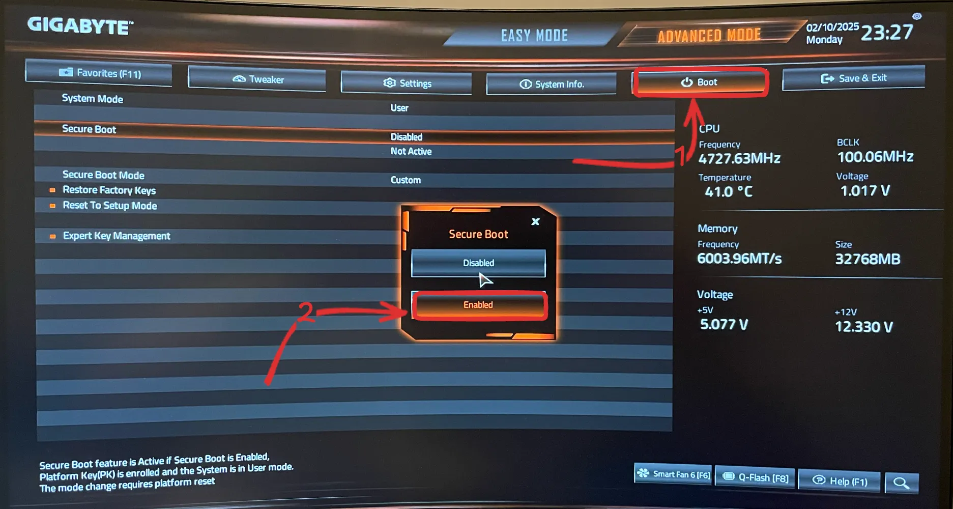 Enable secure
boot.