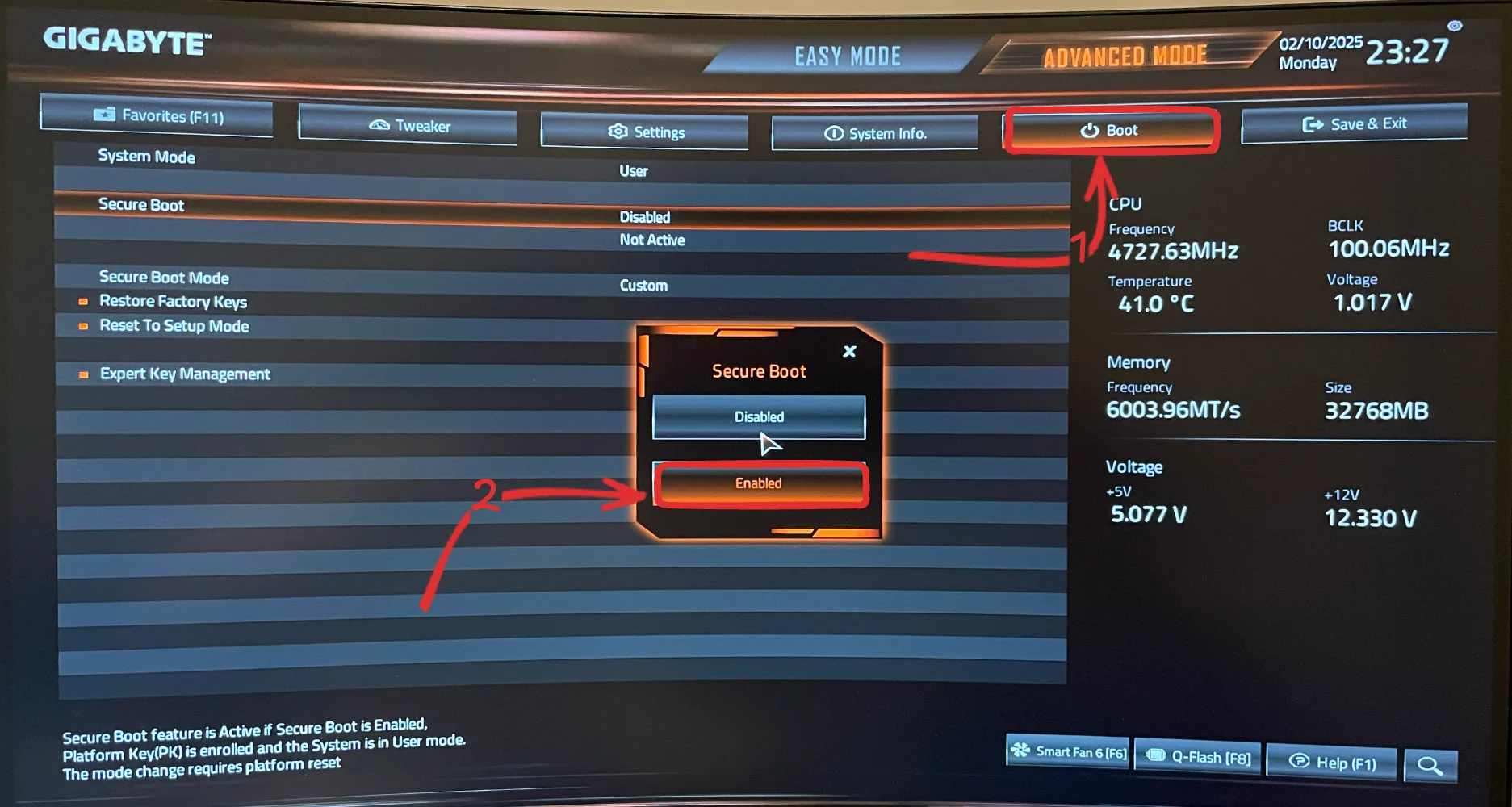 Enable secure
boot.