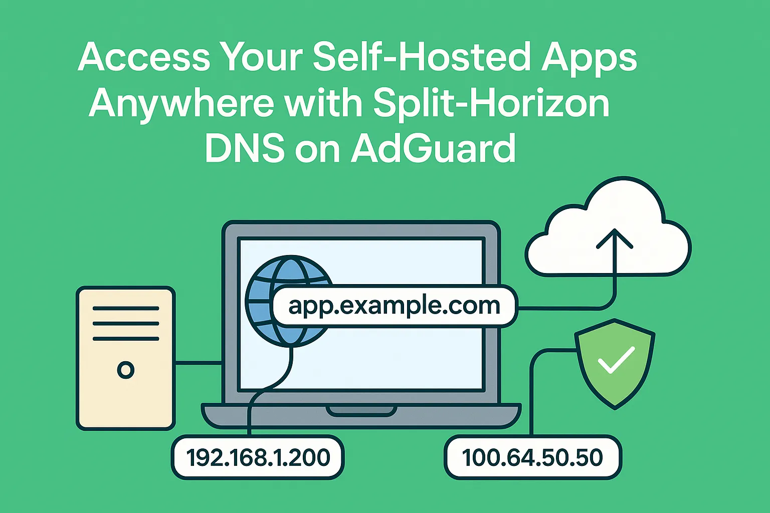 AdGuard Home dashboard with split-horizon DNS setup